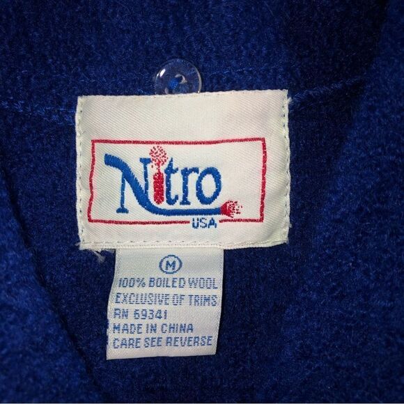 Nitro Women’s Wool vest horses blue zippered front size medium - Picture 4 of 8